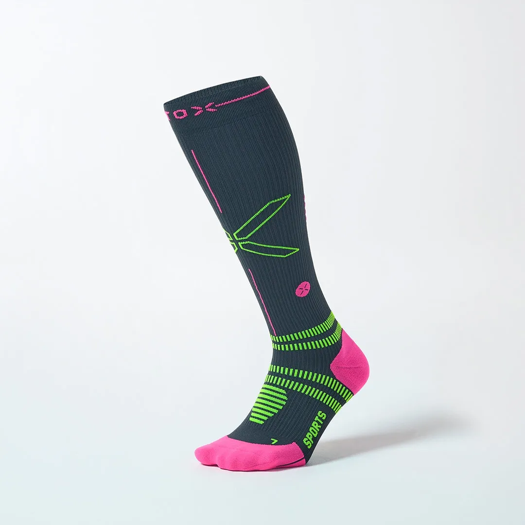 Sports Socks Women 2024 | Charcoal / Fuchsia