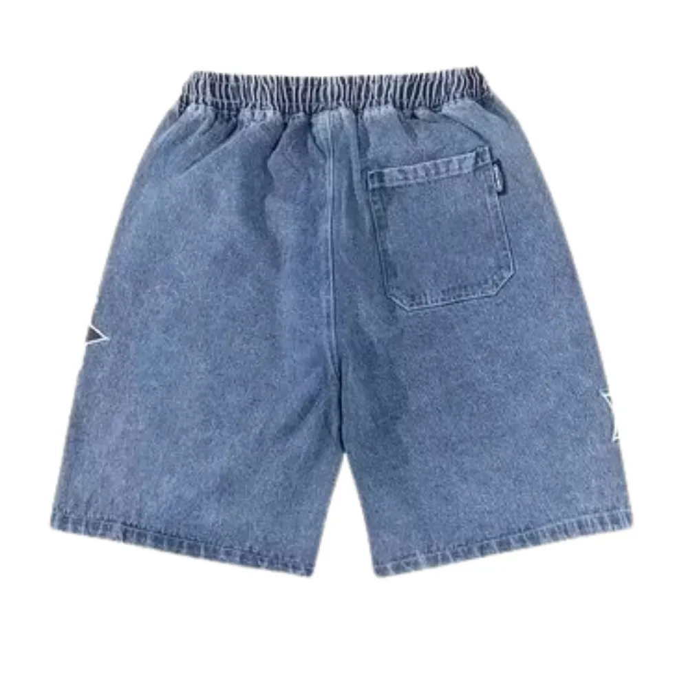 Star Drawstring Denim Shorts