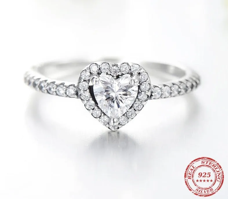 Sterling Silver Heart Fashion Luxury Sets Ring For Women