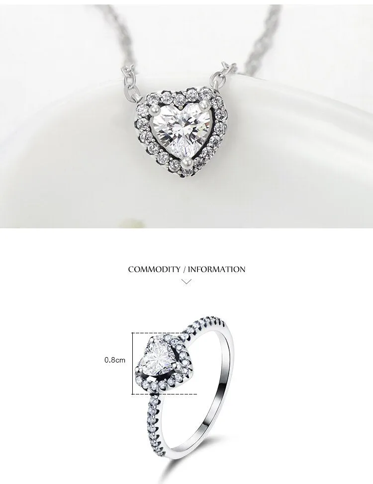 Sterling Silver Heart Fashion Luxury Sets Ring For Women