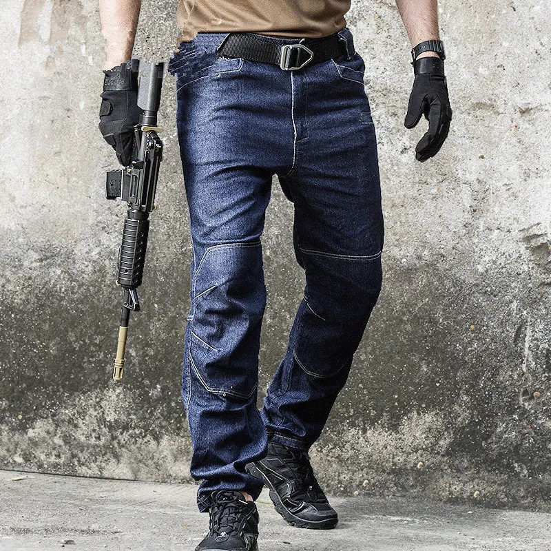 Tactical Men Combat Cargo Multi Pockets Denim Pants