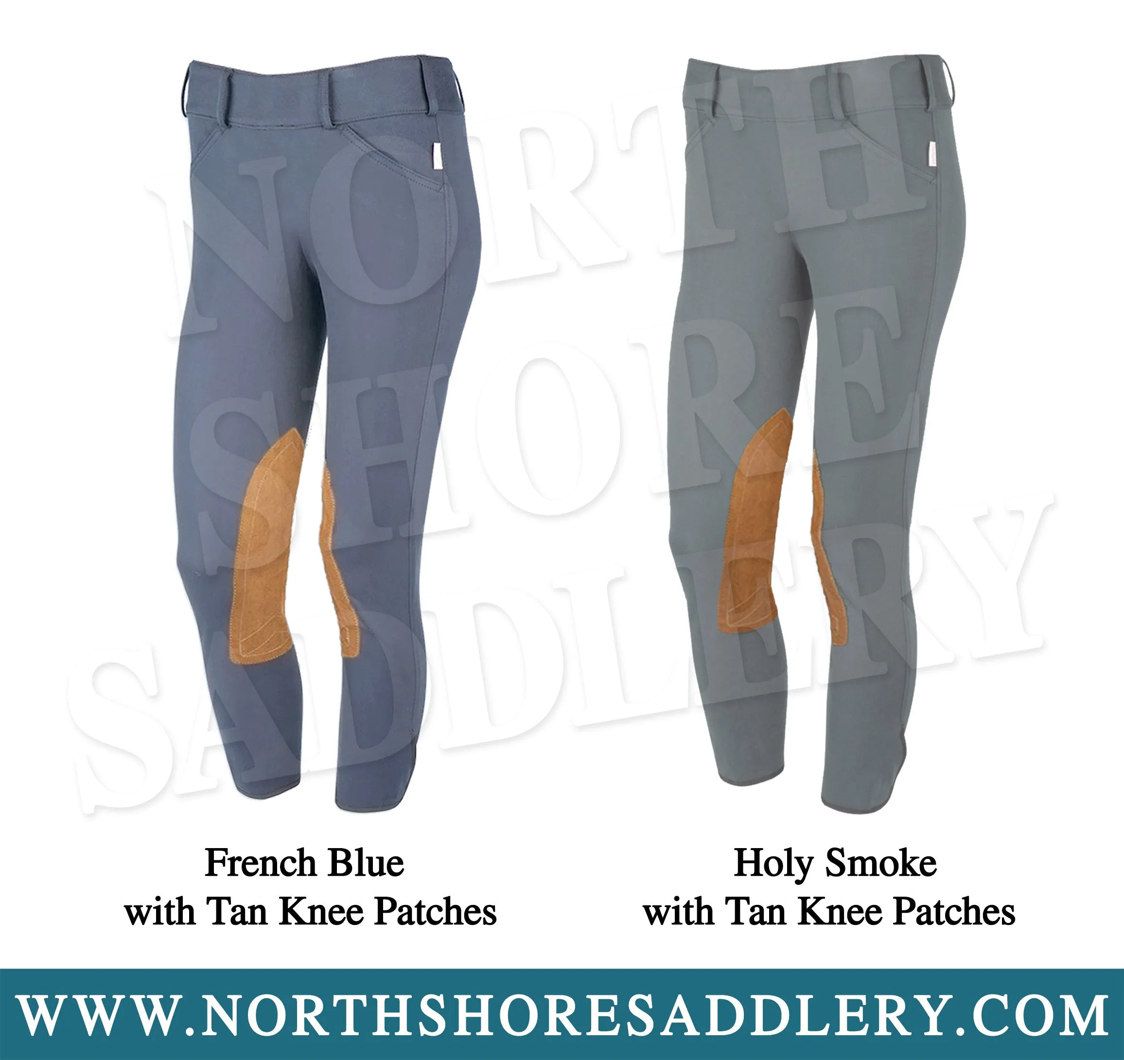 Tailored Sportsman Low Rise Side Zip Breech with Tan Knee Patches