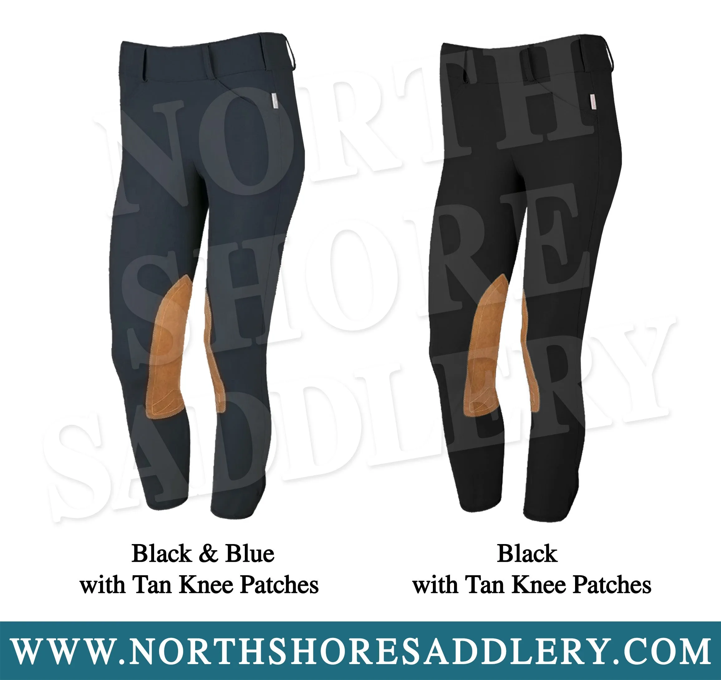Tailored Sportsman Low Rise Side Zip Breech with Tan Knee Patches