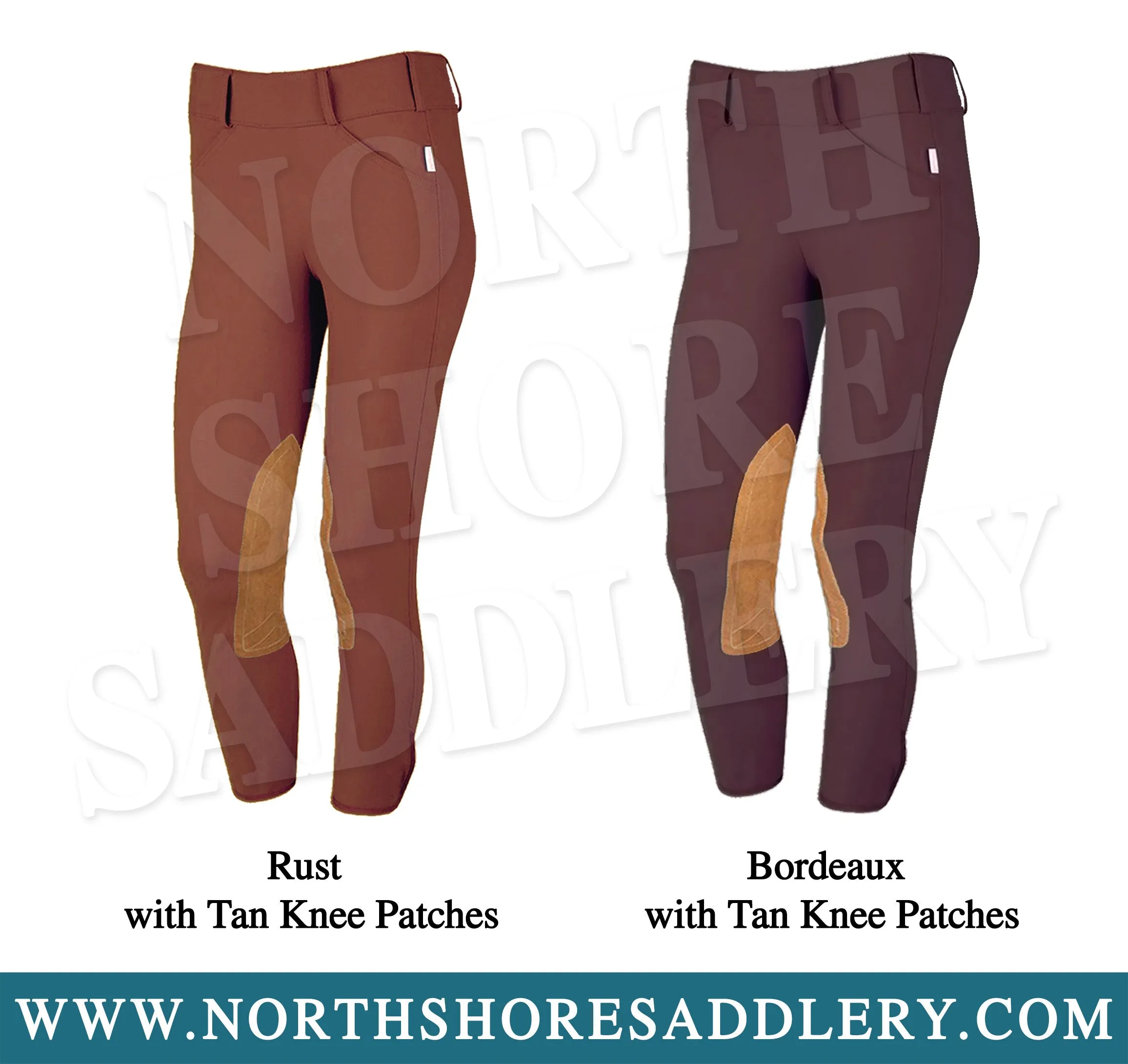 Tailored Sportsman Low Rise Side Zip Breech with Tan Knee Patches