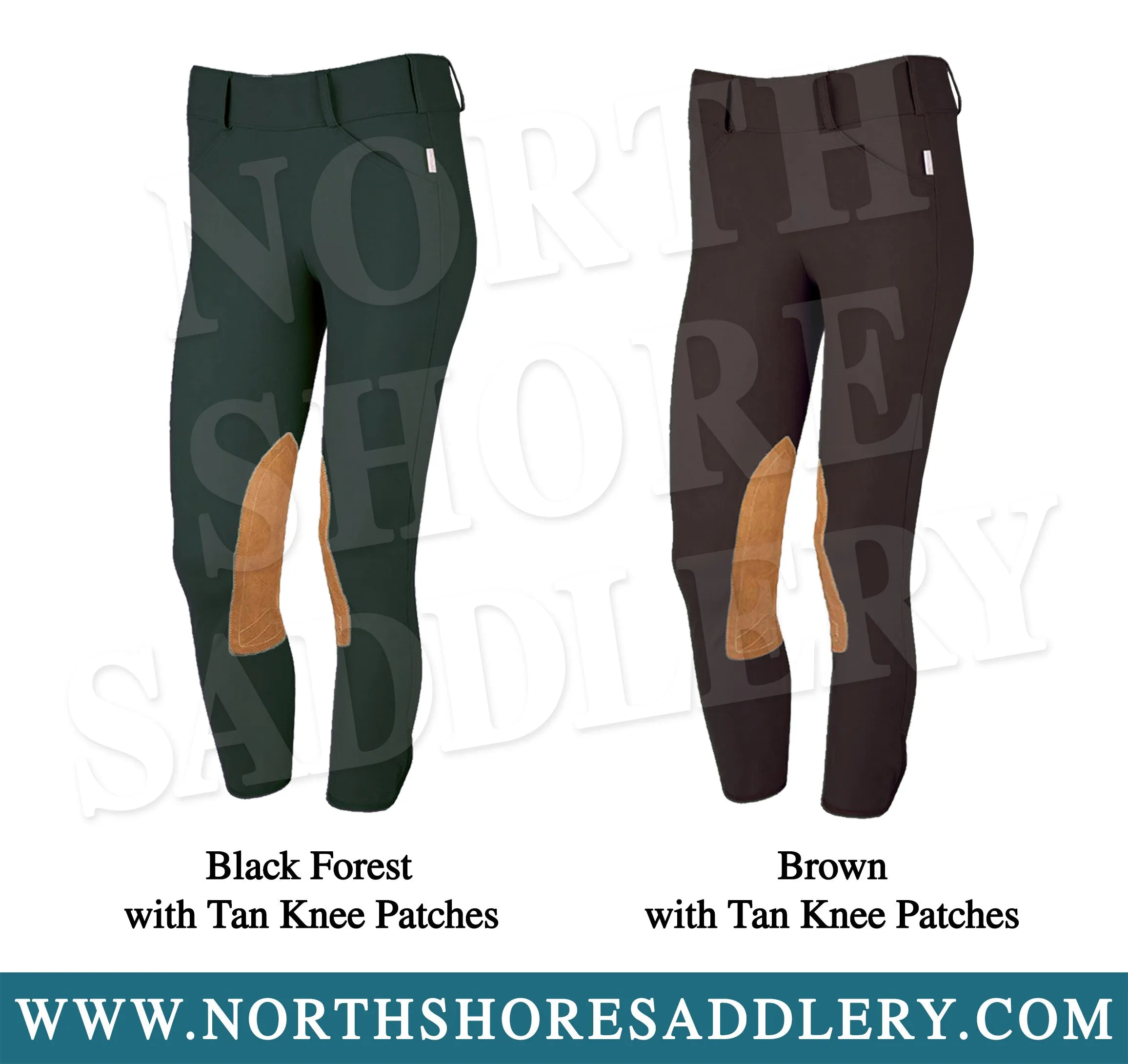 Tailored Sportsman Low Rise Side Zip Breech with Tan Knee Patches
