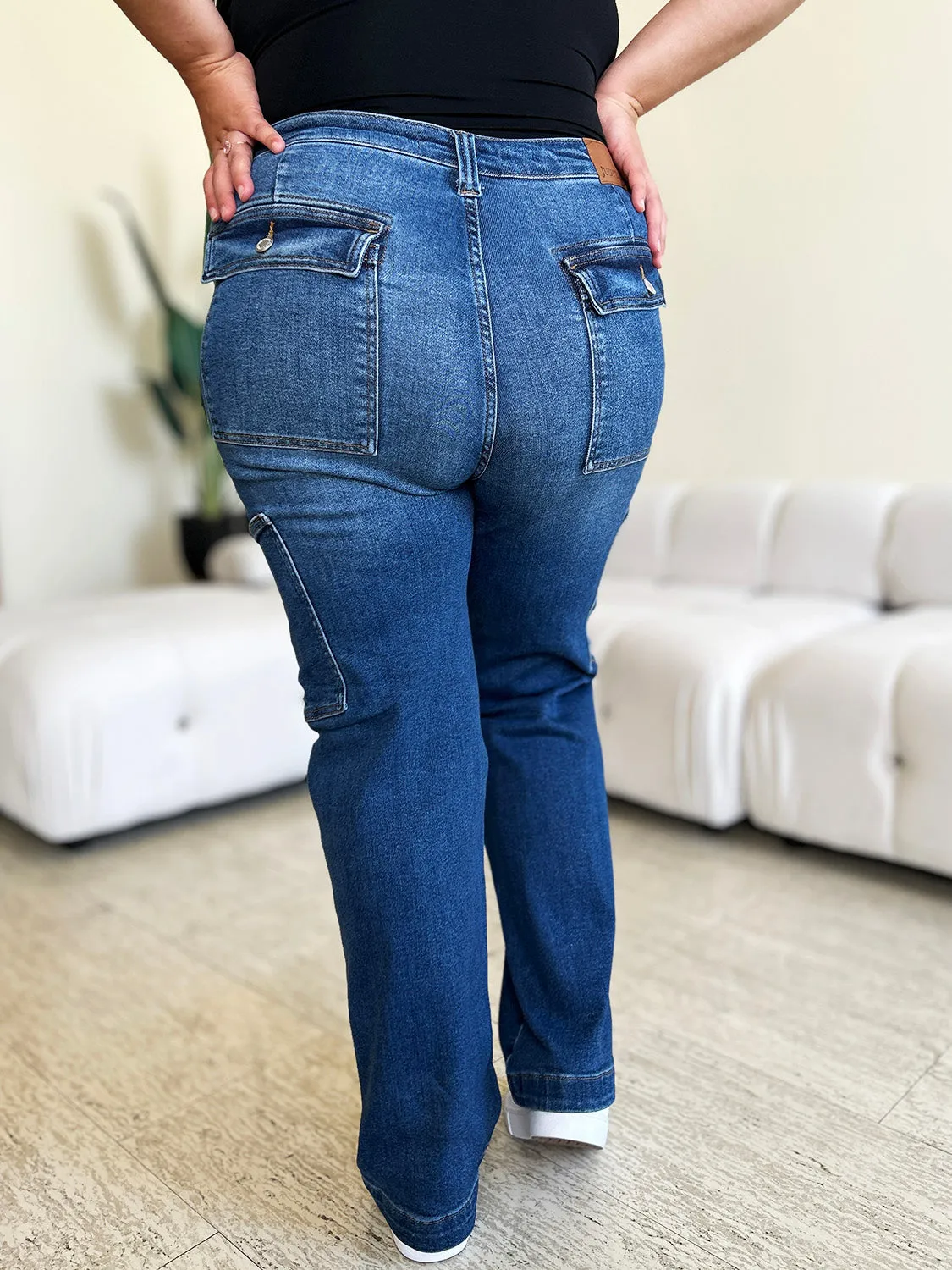 The Jenna- Waist Straight Cargo Judy Blue Jeans