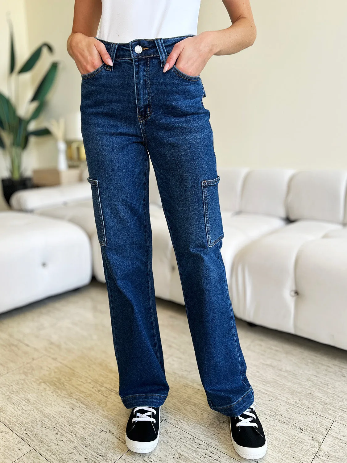 The Jenna- Waist Straight Cargo Judy Blue Jeans