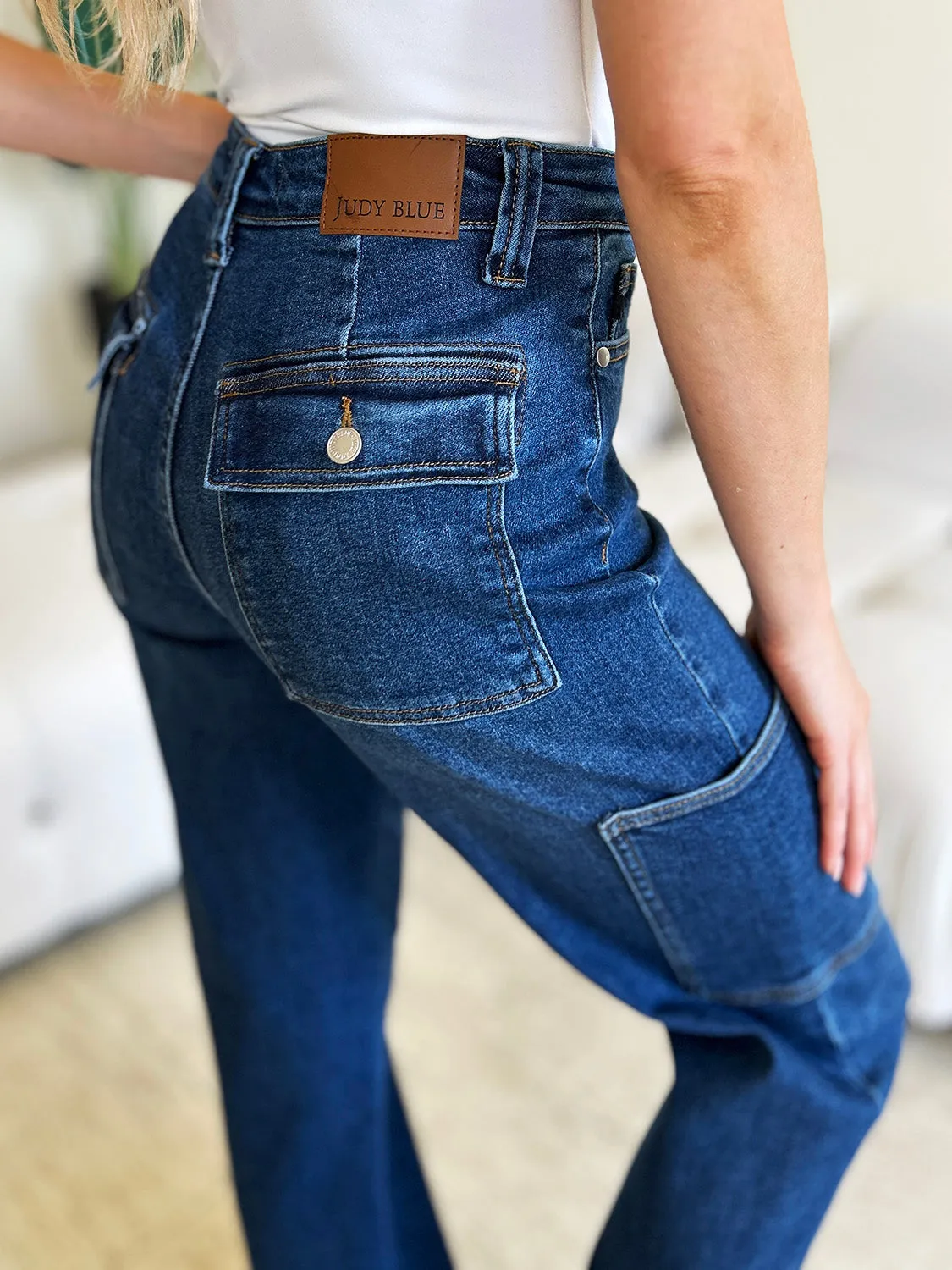 The Jenna- Waist Straight Cargo Judy Blue Jeans