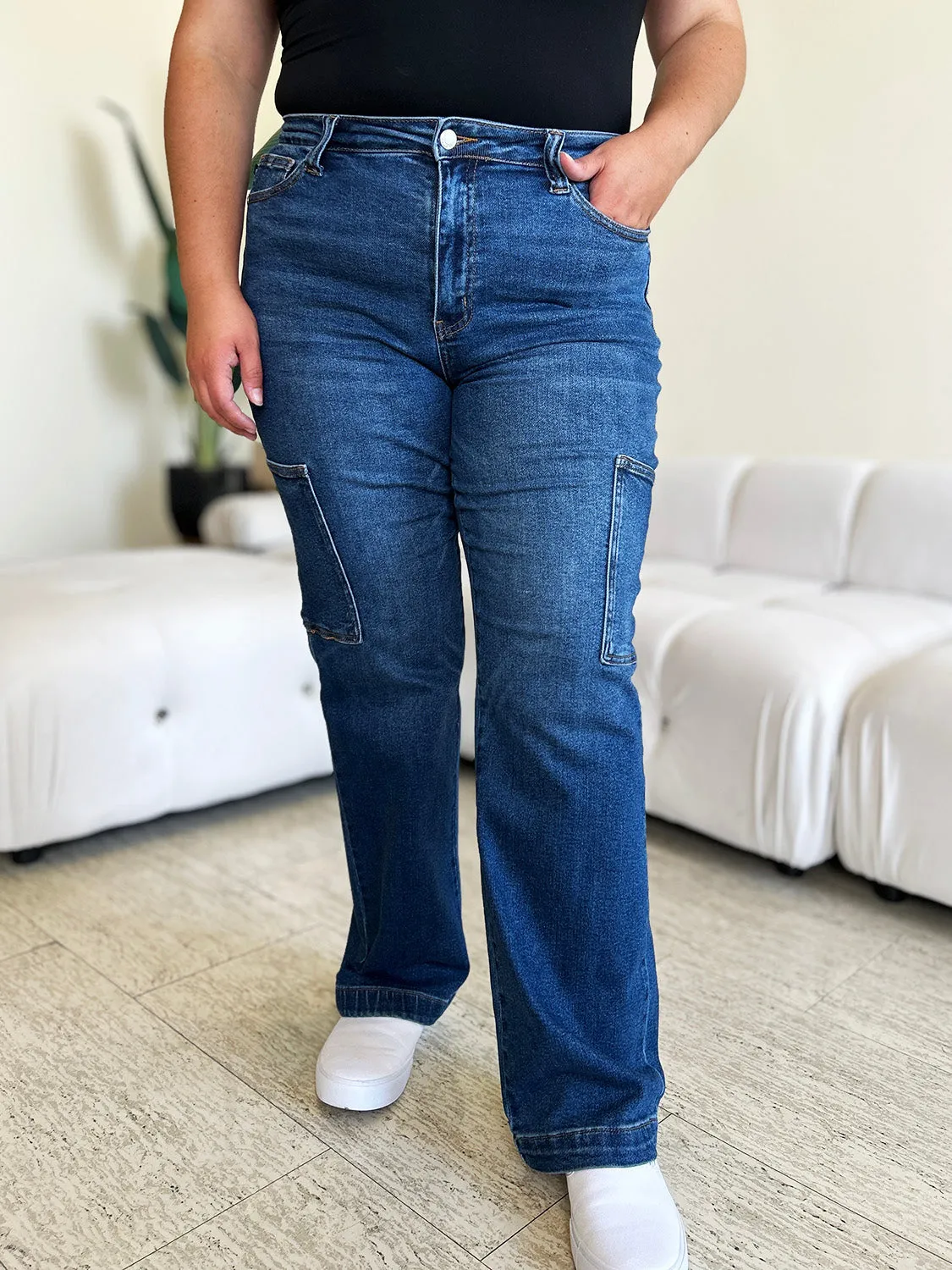 The Jenna- Waist Straight Cargo Judy Blue Jeans