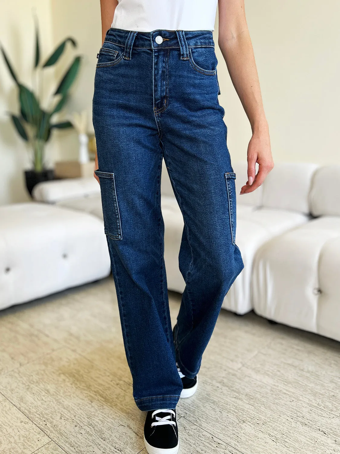 The Jenna- Waist Straight Cargo Judy Blue Jeans