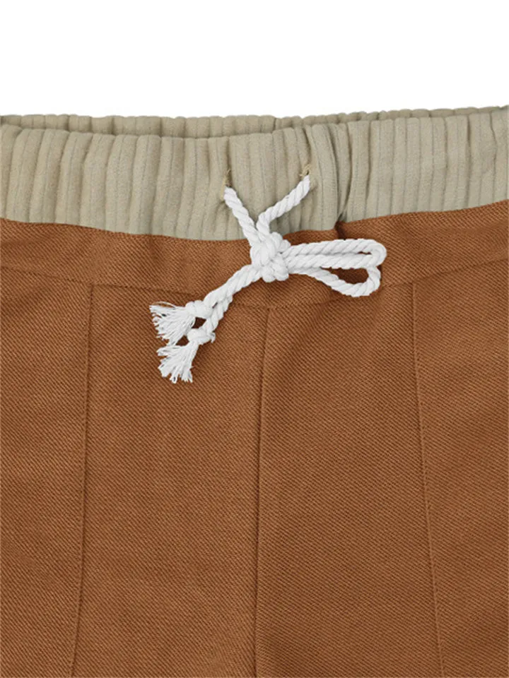 Trendy Contrast Color Drawstring Knitted Casual Pants for Men