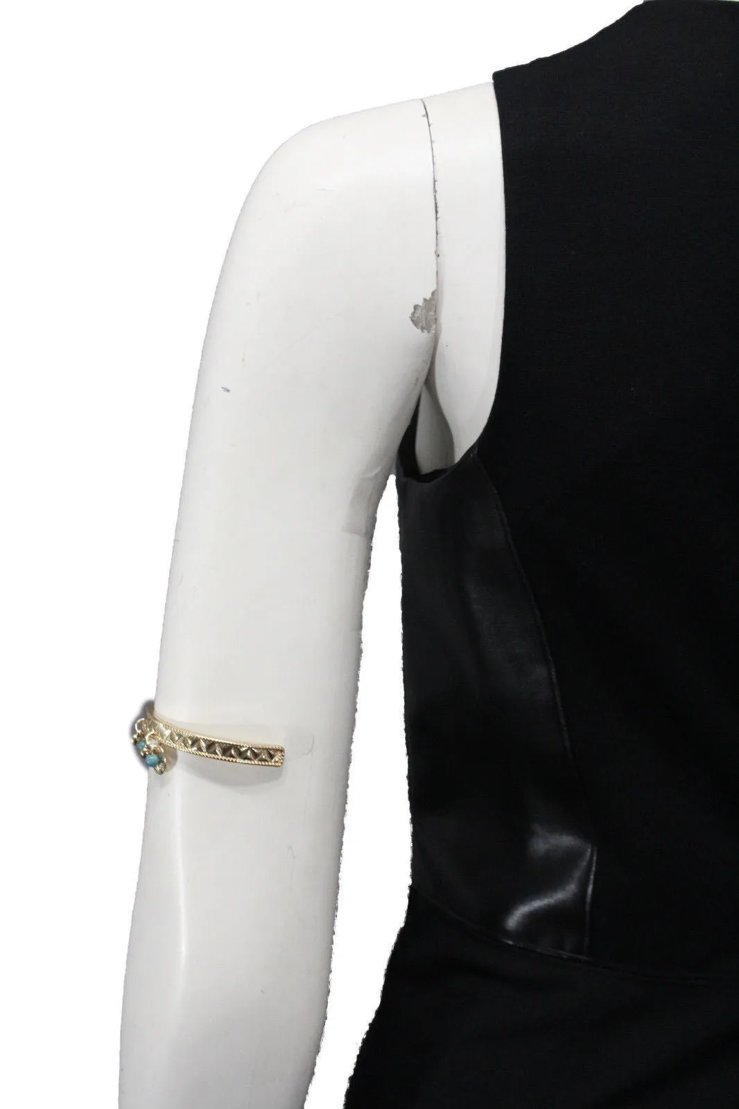 Turquoise Beads & Coin Charms Arm Cuff