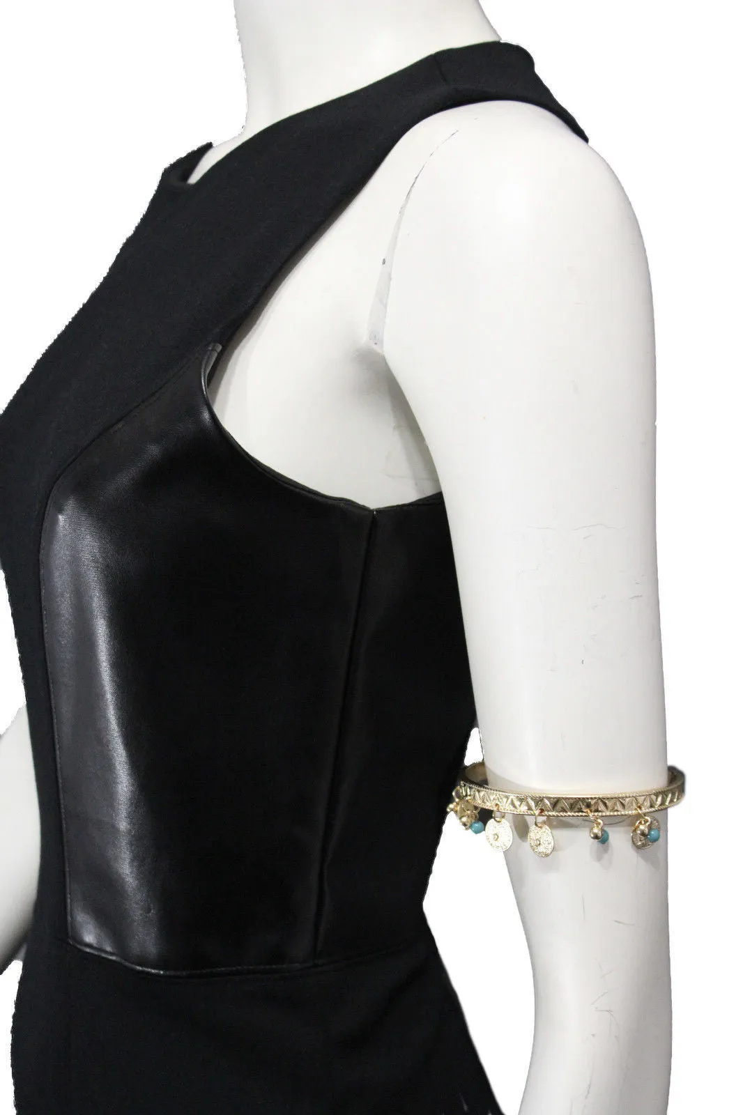 Turquoise Beads & Coin Charms Arm Cuff