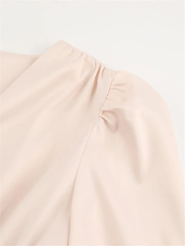 V-Neck Single Breasted High Waist Long Dress