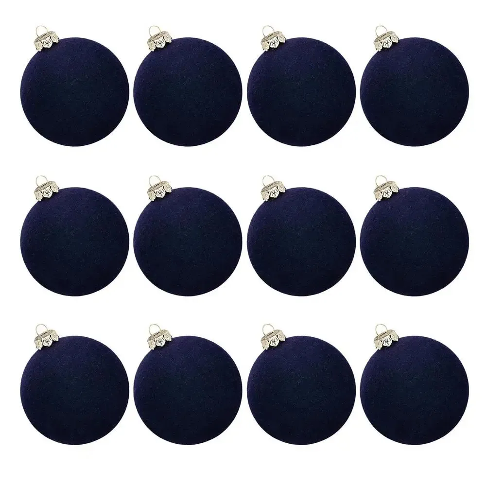 Velvet Christmas Ornament Balls - Set of 12