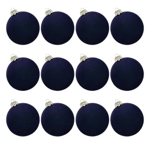 Velvet Christmas Ornament Balls - Set of 12