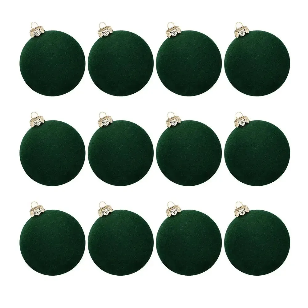 Velvet Christmas Ornament Balls - Set of 12