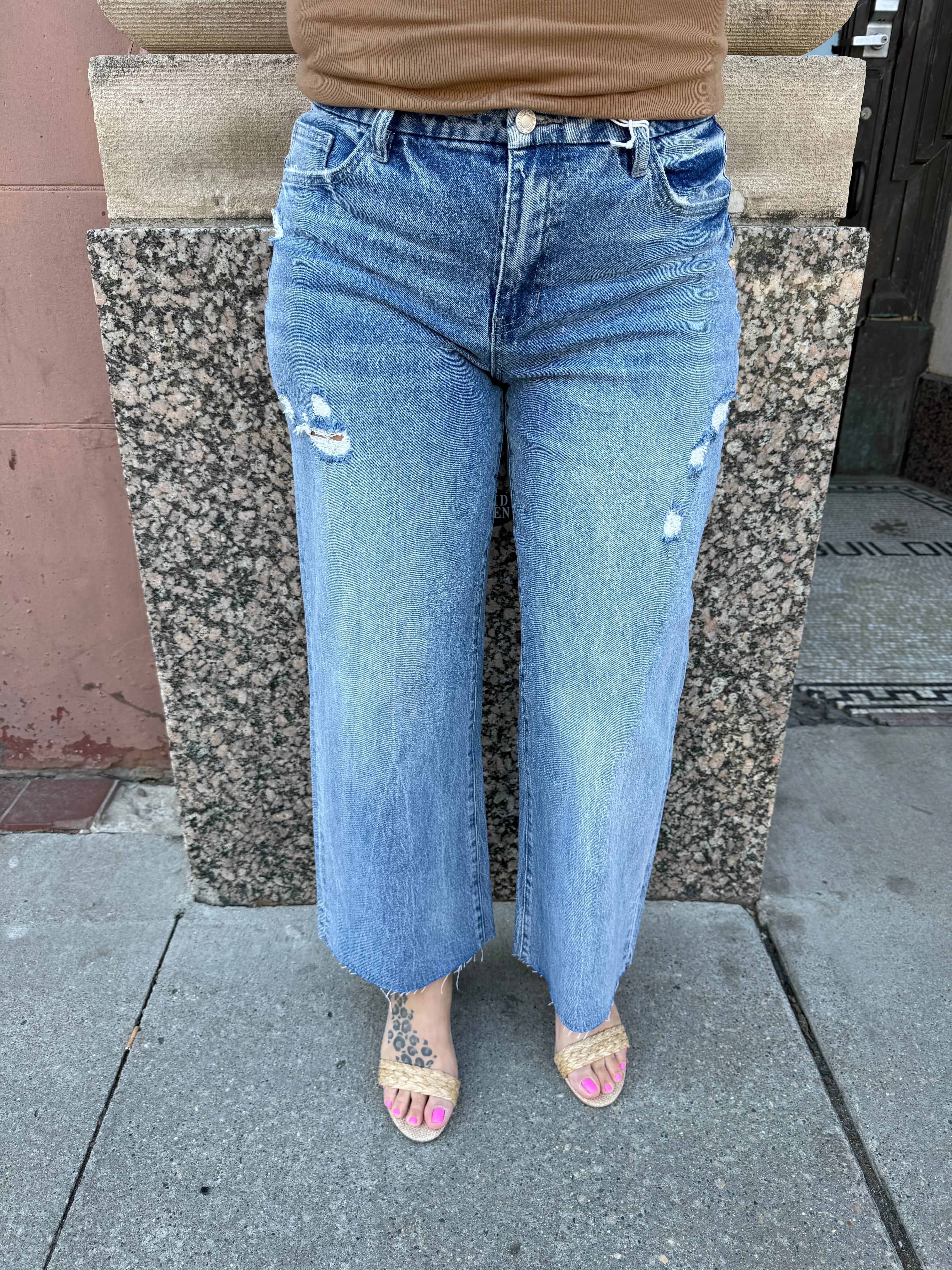 Vervet Shiny Wide Leg Crop Jeans
