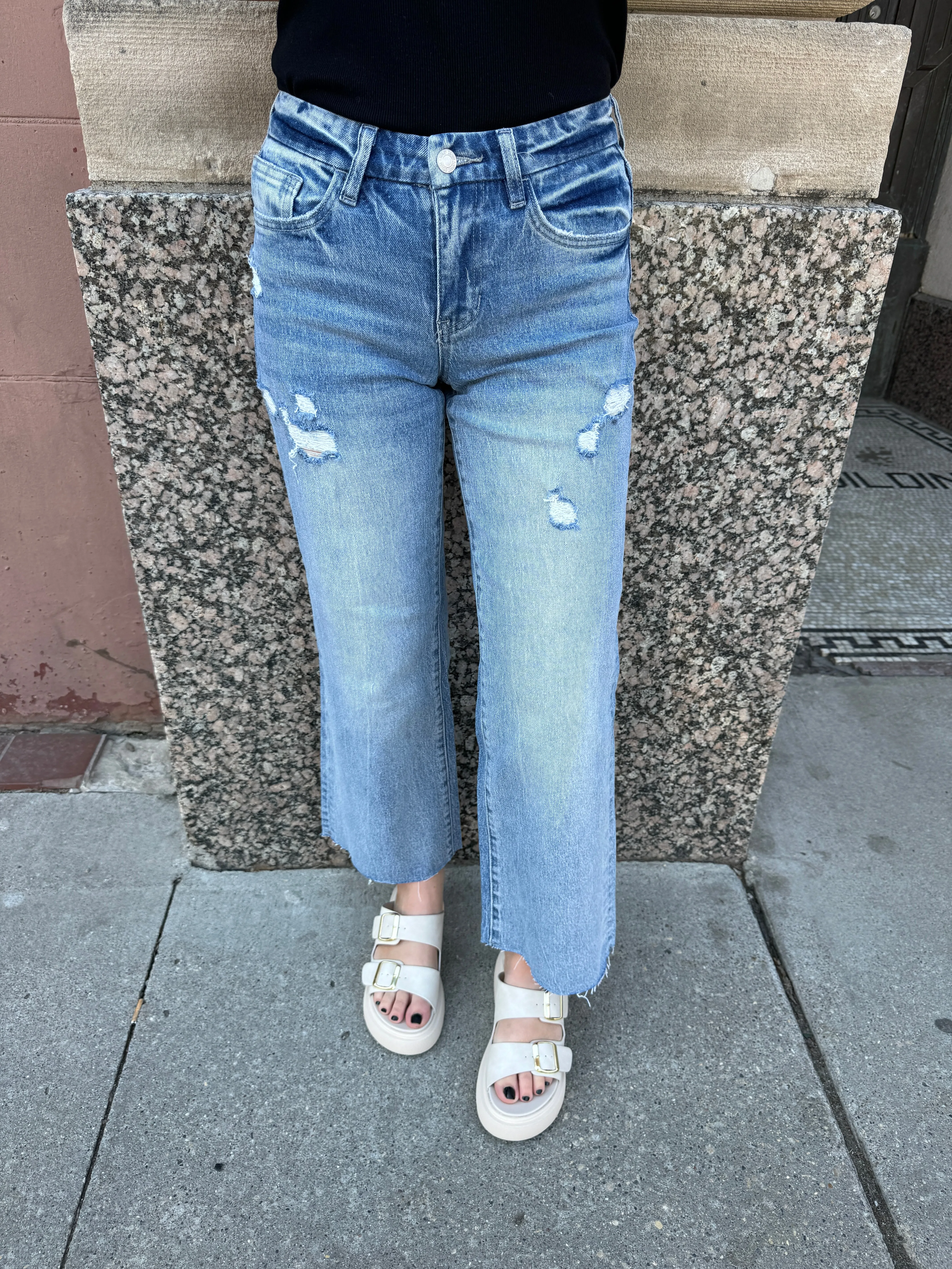 Vervet Shiny Wide Leg Crop Jeans
