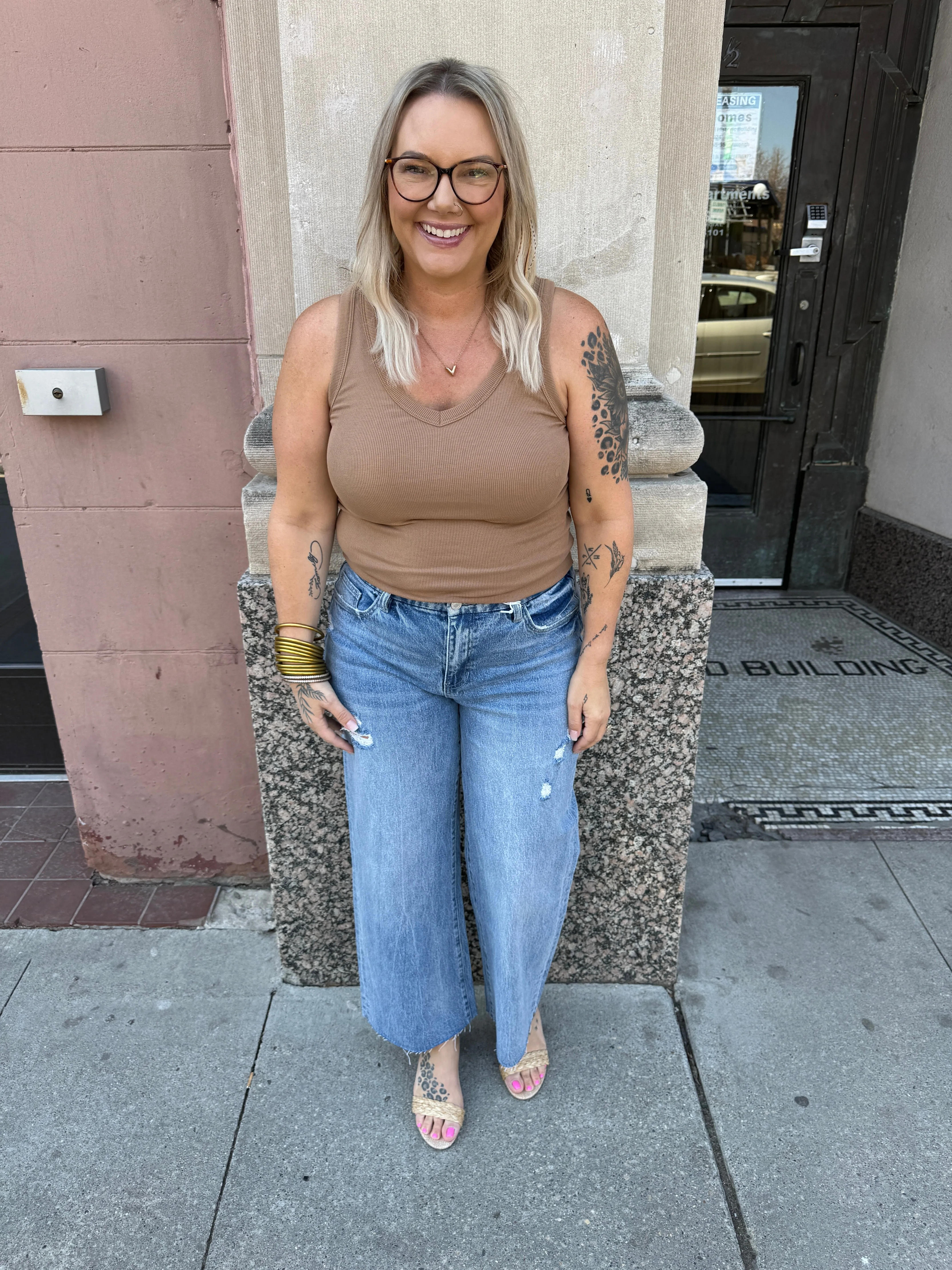 Vervet Shiny Wide Leg Crop Jeans