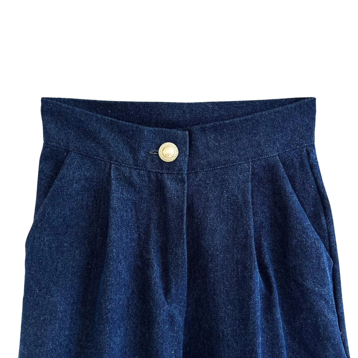 Wide-Leg Pants in Dark Blue Denim