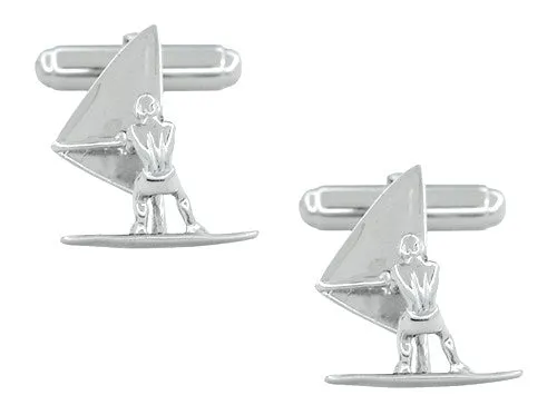 Wind Surfer Cufflinks in Sterling Silver