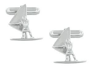 Wind Surfer Cufflinks in Sterling Silver
