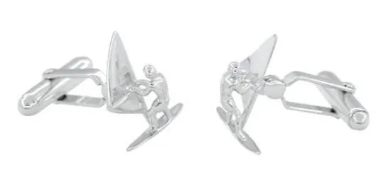Wind Surfer Cufflinks in Sterling Silver
