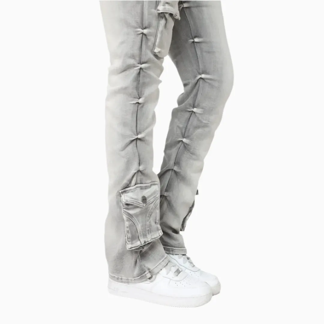 Women's High Rise Lightening Wash Stack Jeans Pant