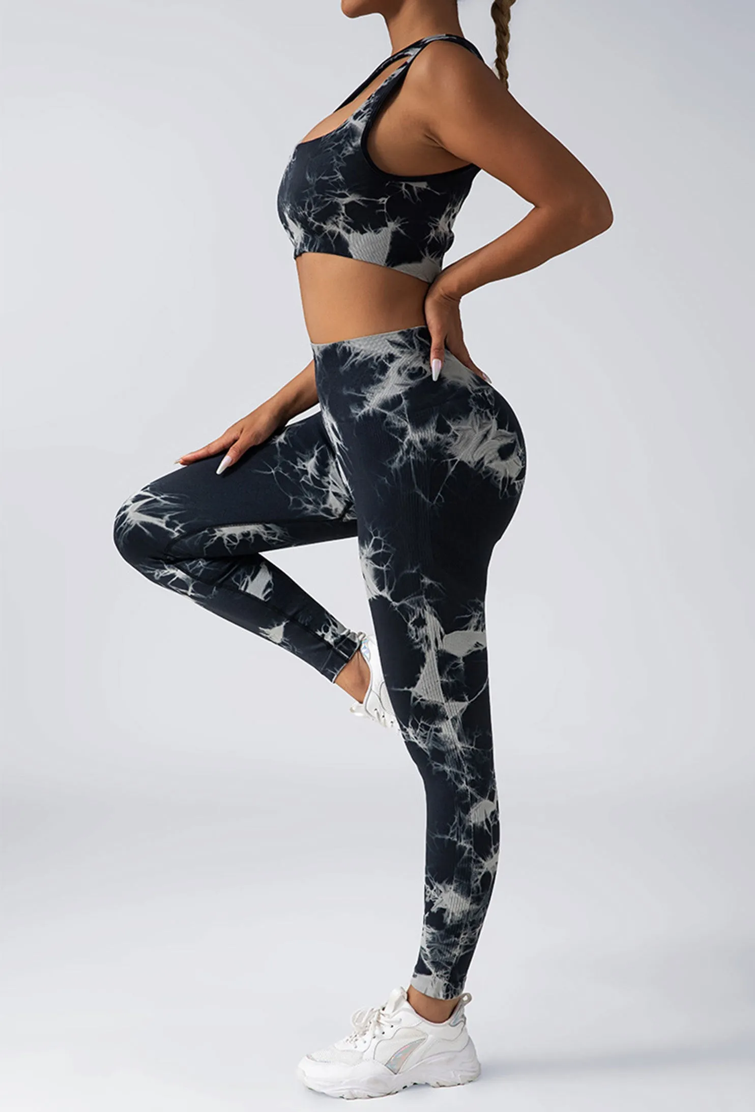 Women’s Scrunch Workout Leggings – Butt Lifting High-Waisted Yoga Pants, Tie-Dye Seamless Gym Tights