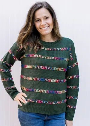 XZ Green Color Stitch Sweater
