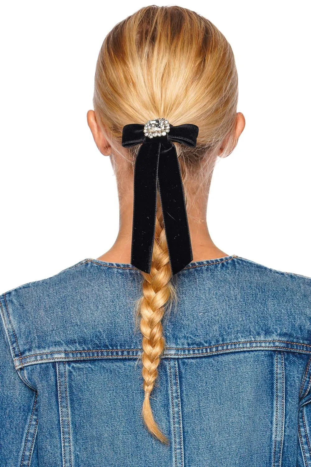 Zelina Crystal Velvet Bow Barrette