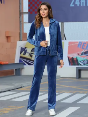 Zip Up Pockets Velvet Sports Set