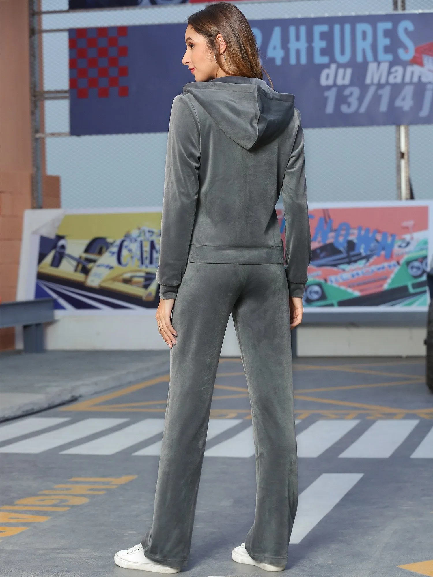 Zip Up Pockets Velvet Sports Set