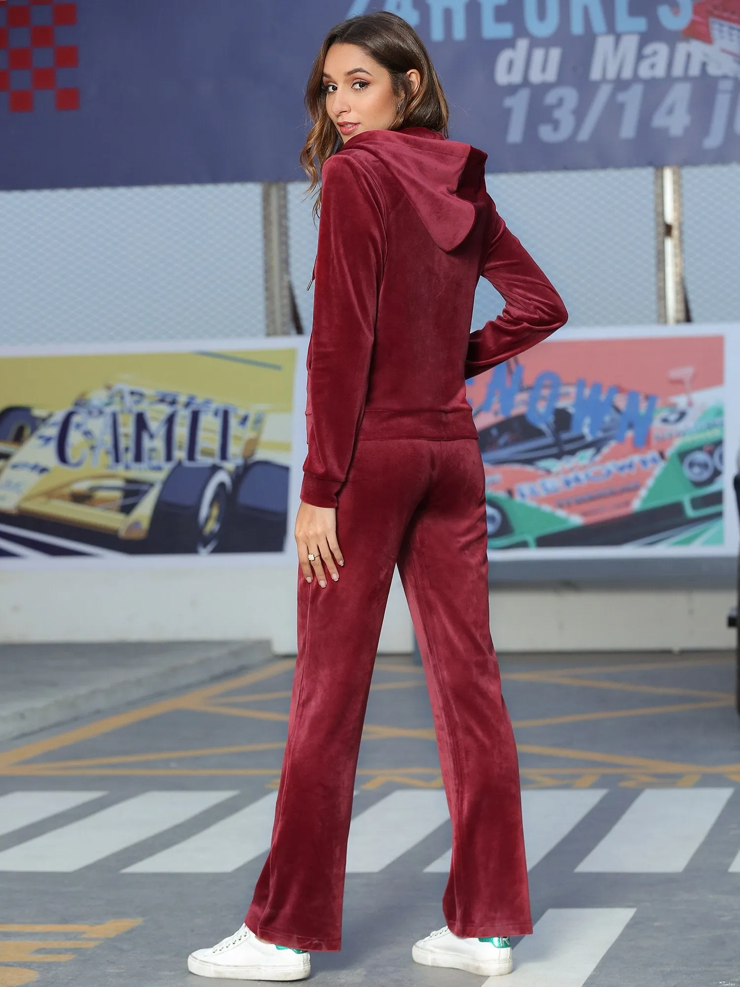 Zip Up Pockets Velvet Sports Set